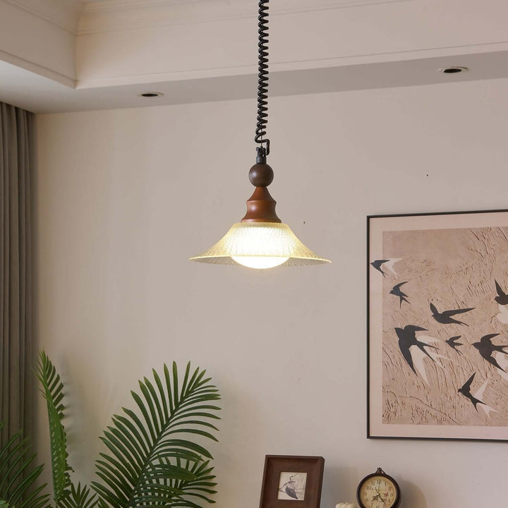 Suspension Design - Luminaire Intérieur en Verre, Bois & Métal