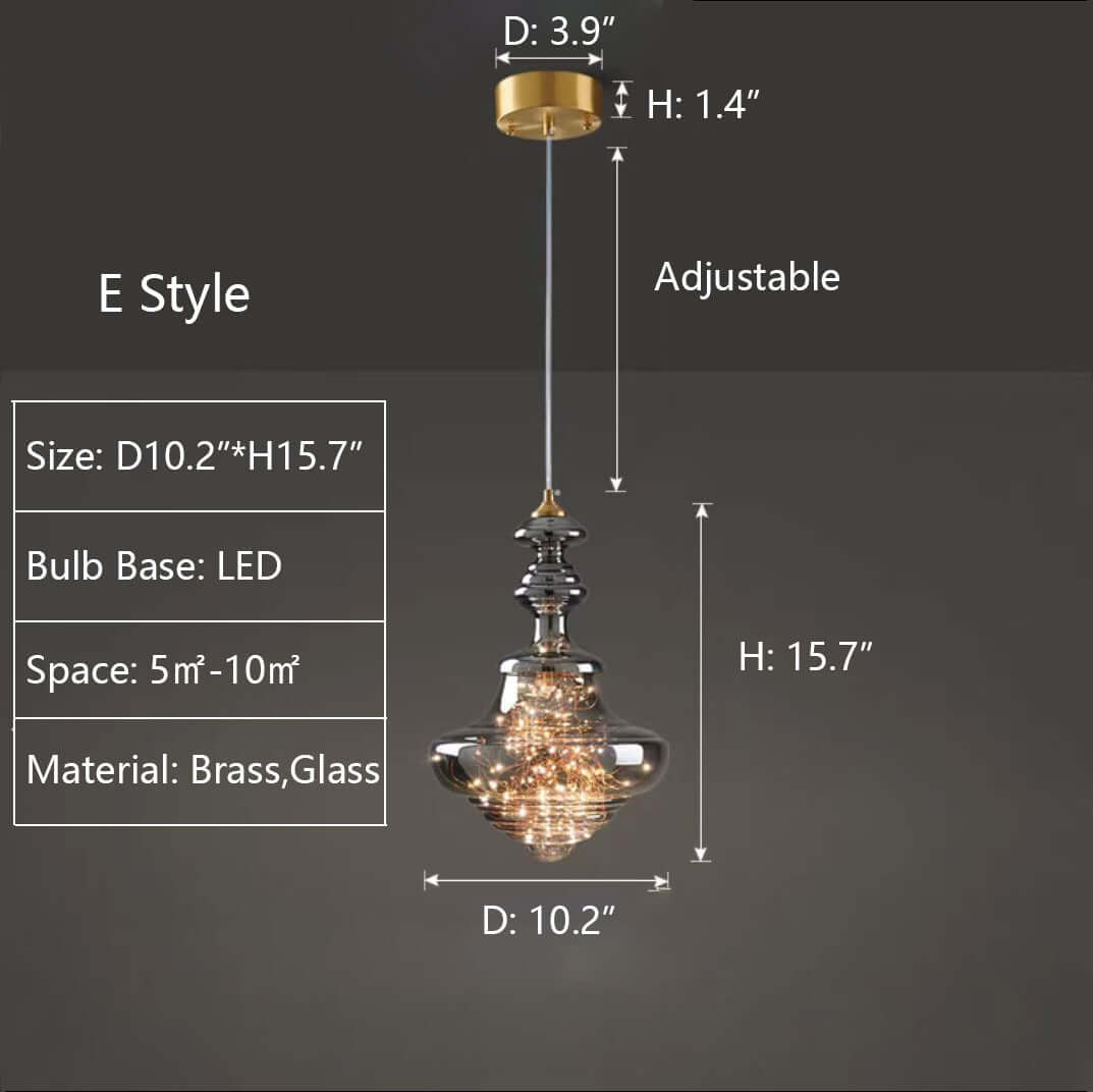 Lampe Suspendue Moderne En Verre Gris Ciel Étoilé