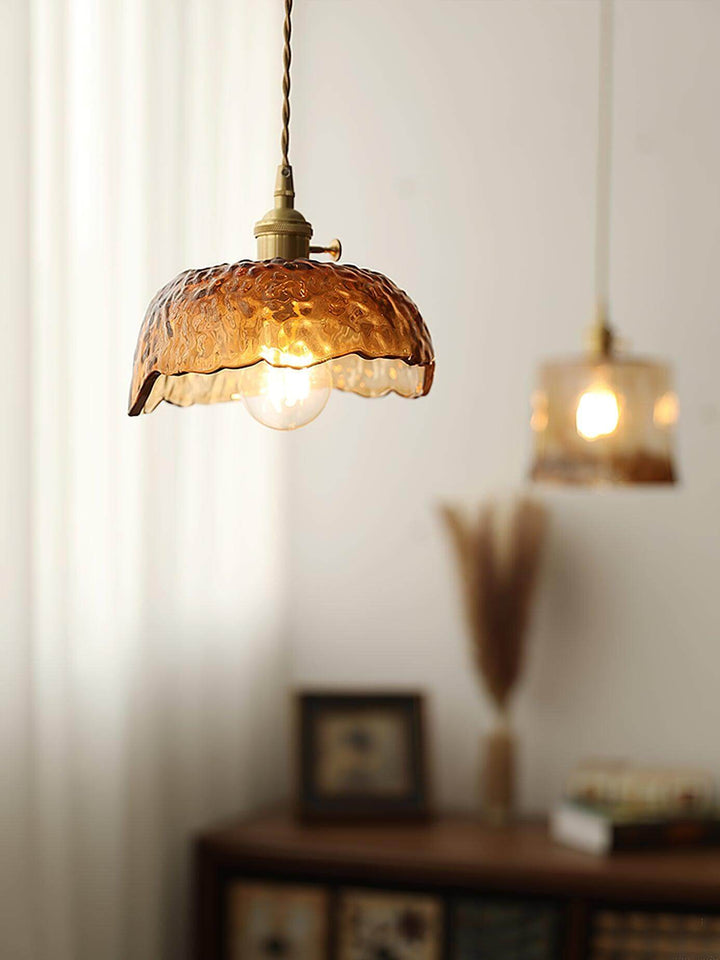 Lampe Pendante Vintage En Verre Brun