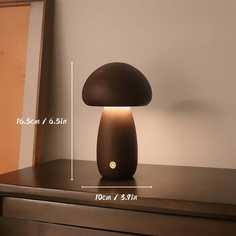 Lampe De Table Rechargeable Pour Champignons En Bois