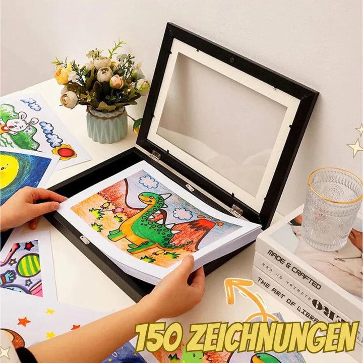 "Cadre photo élégant moderne, capacité 150 dessins, design minimaliste, idéal pour exposer et organiser œuvres d'art à domici