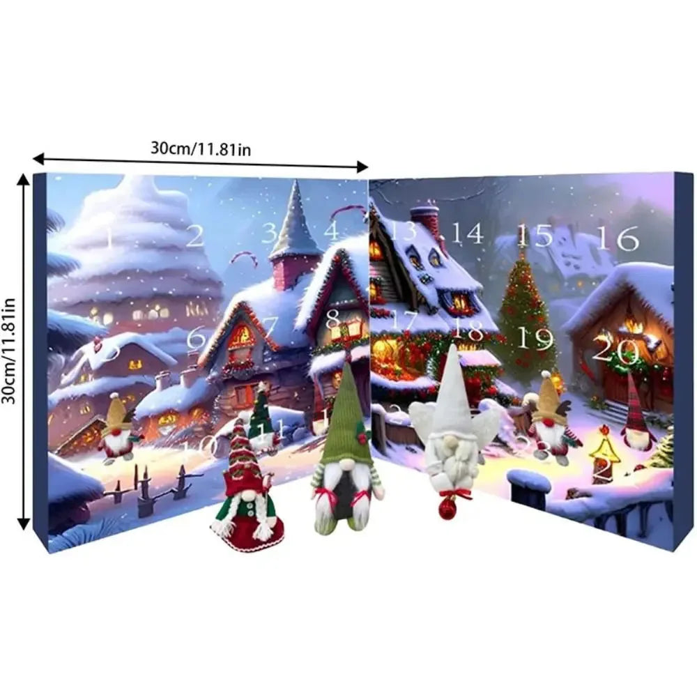 "Calendrier de l'Avent Gnome de Noël coloré, décoratif, motifs de gnomes, ambiance ludique et festive pour la maison."