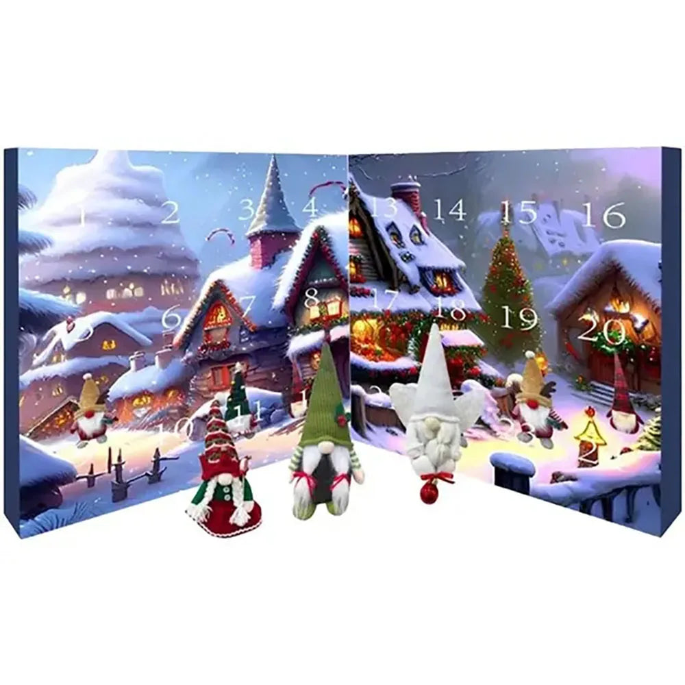"Calendrier de l'Avent Gnome de Noël coloré, décoratif, motifs de gnomes, ambiance ludique et festive pour la maison."
