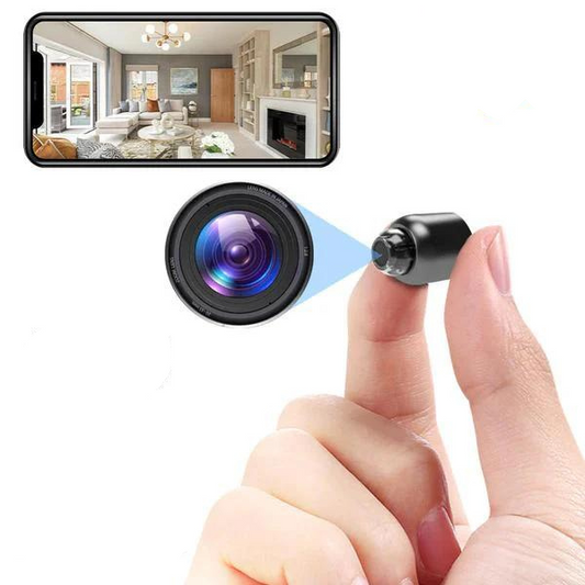 "Caméra de surveillance compacte Full HD 1080p pour enfants, design discret et objectif ultra grand angle 160°."