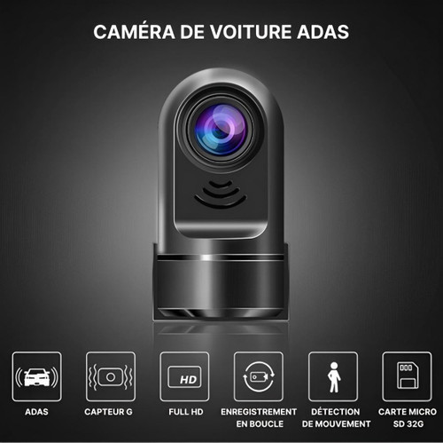 Caméra de surveillance pour voiture, intelligente, écran LCD, GPS intégré, aide ADAS, enregistrement HD, suivis précis.