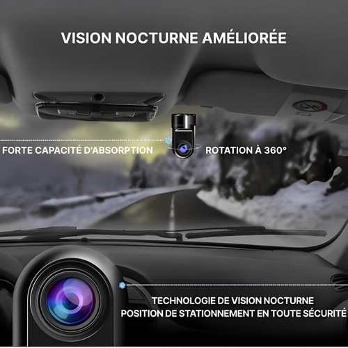 Caméra de surveillance pour voiture, intelligente, écran LCD, GPS intégré, aide ADAS, enregistrement HD, suivis précis.
