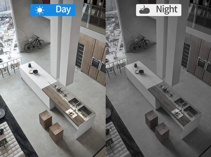 "Caméra de surveillance WiFi HD, design élégant, vision nocturne avancée, détection mouvement, montage facile."