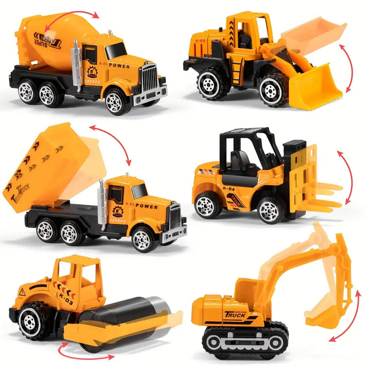 Camion de construction jouet en plastique coloré, durable et sûr, pour éveiller la créativité des enfants.