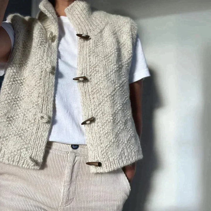 "Cardigan en laine élégant avec boutons, détail sophistiqué, parfait pour l'hiver, design chic, disponible en plusieurs taill