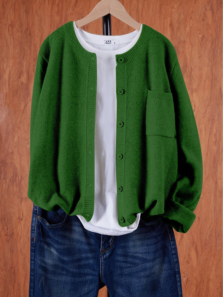 "Cardigan pour femmes, oversize, couleurs vives, poignets côtelés, tissu doux, idéal printemps automne, poches pratiques"