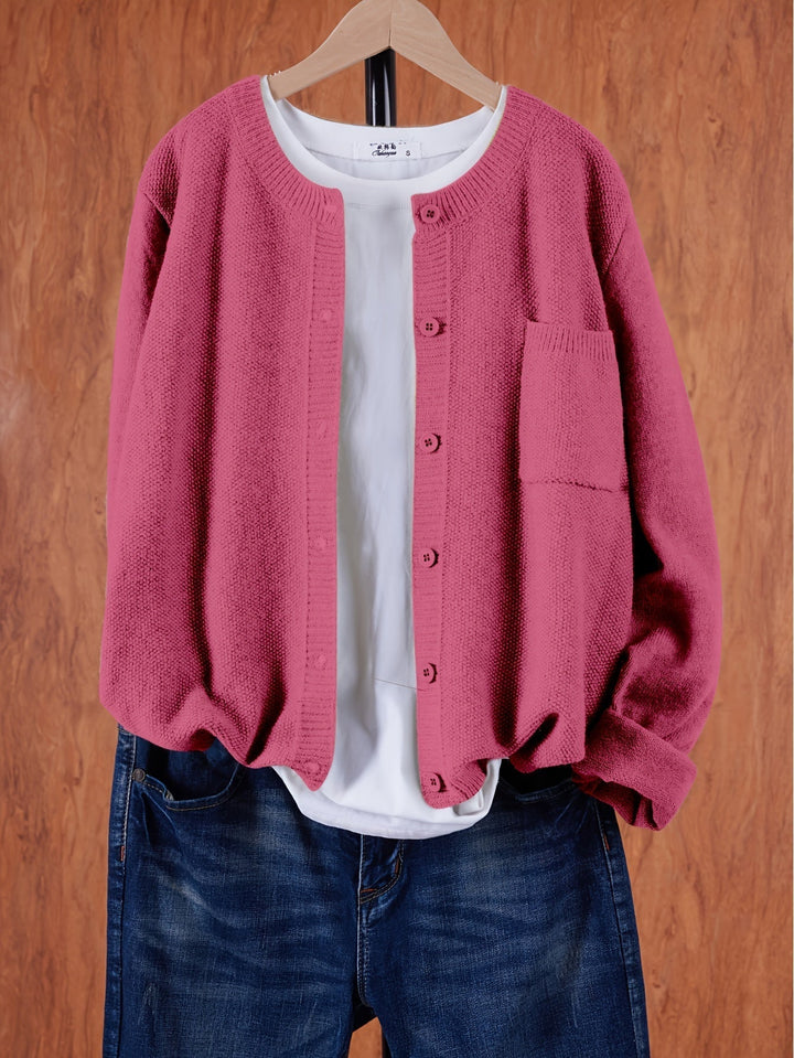 "Cardigan pour femmes, oversize, couleurs vives, poignets côtelés, tissu doux, idéal printemps automne, poches pratiques"
