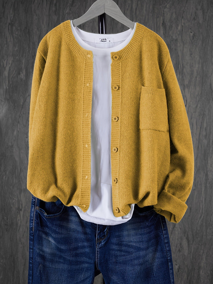 "Cardigan pour femmes, oversize, couleurs vives, poignets côtelés, tissu doux, idéal printemps automne, poches pratiques"