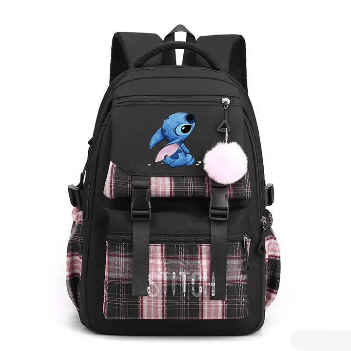 Cartable école grande capacité, design élégant, couleurs vives bleu/noir/rose/violet, bretelles réglables, pratique.