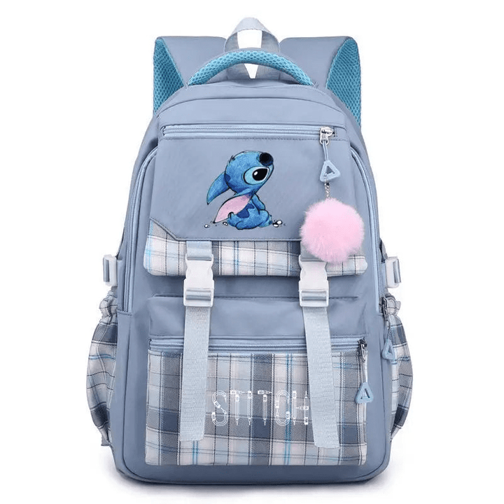 Cartable école grande capacité, design élégant, couleurs vives bleu/noir/rose/violet, bretelles réglables, pratique.