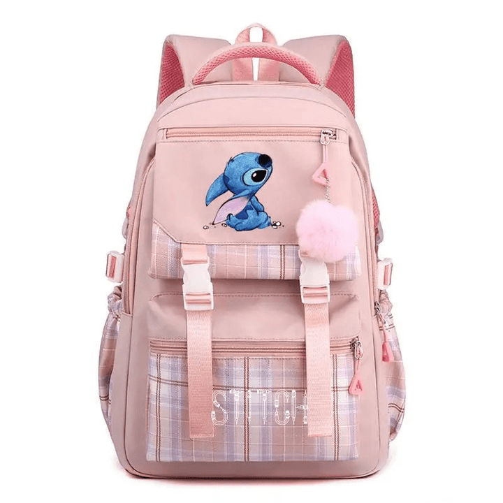 Cartable école grande capacité, design élégant, couleurs vives bleu/noir/rose/violet, bretelles réglables, pratique.