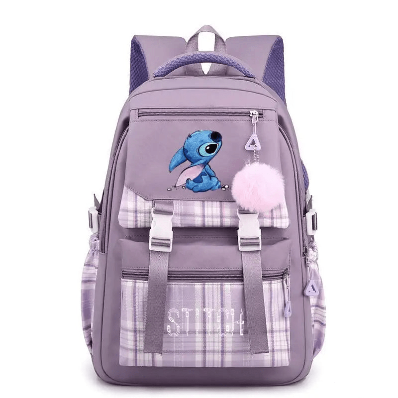 Cartable école grande capacité, design élégant, couleurs vives bleu/noir/rose/violet, bretelles réglables, pratique.