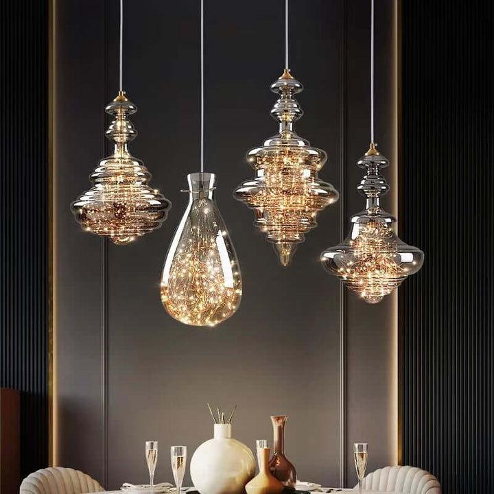Lampe Suspendue Moderne En Verre Gris Ciel Étoilé