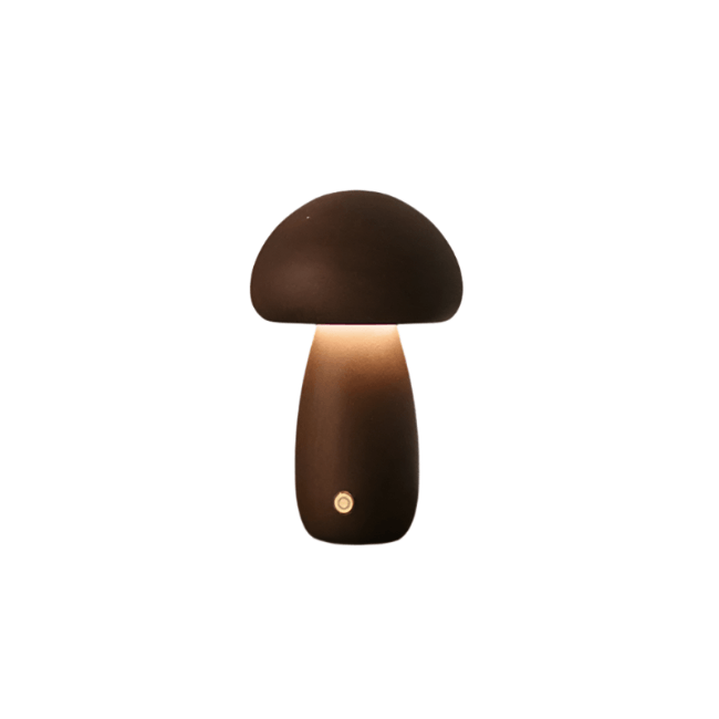 Lampe Champignon Bois Rechargeable LED - Déco Naturelle