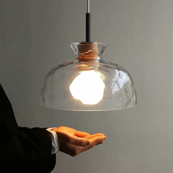 Art Ripple Verre Lampe À Suspendre En Bois