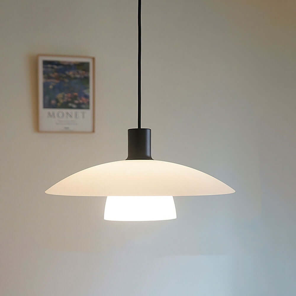 Suspension Minimaliste En Verre Trempé Blanc