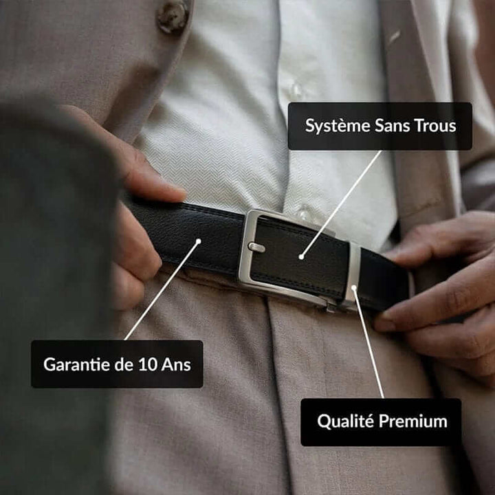 "Ceinture SmartBelt sans trou noire, élégante, ajustable, accessoire mode femme, design moderne polyvalent."