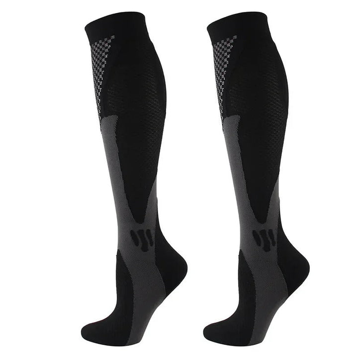 "Chaussettes de compression médicales, genou-haut, confortables, pour soulager jambes fatiguées et prévenir varices."