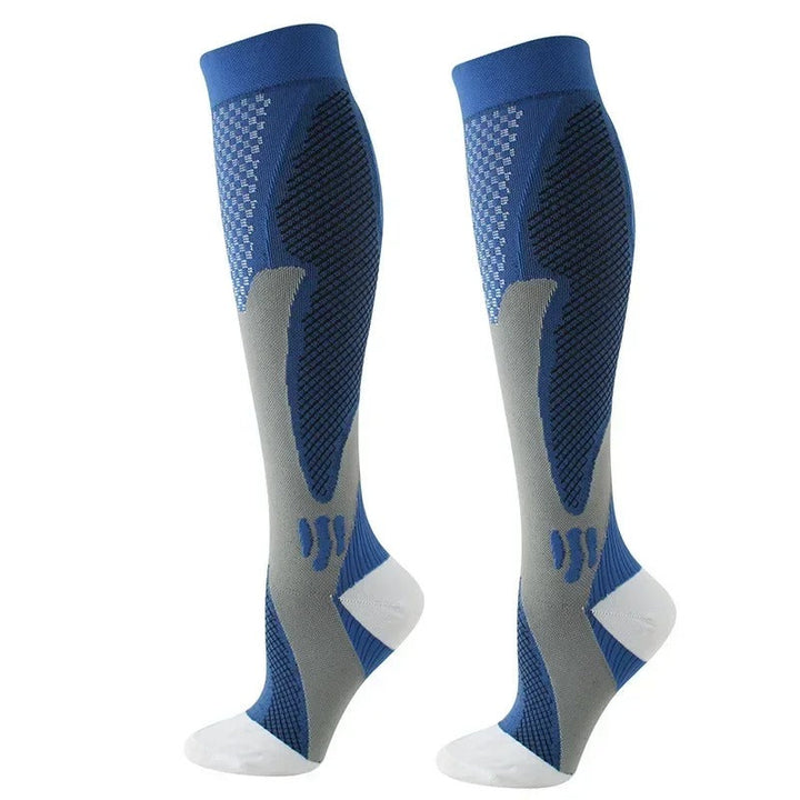 "Chaussettes de compression médicales, genou-haut, confortables, pour soulager jambes fatiguées et prévenir varices."