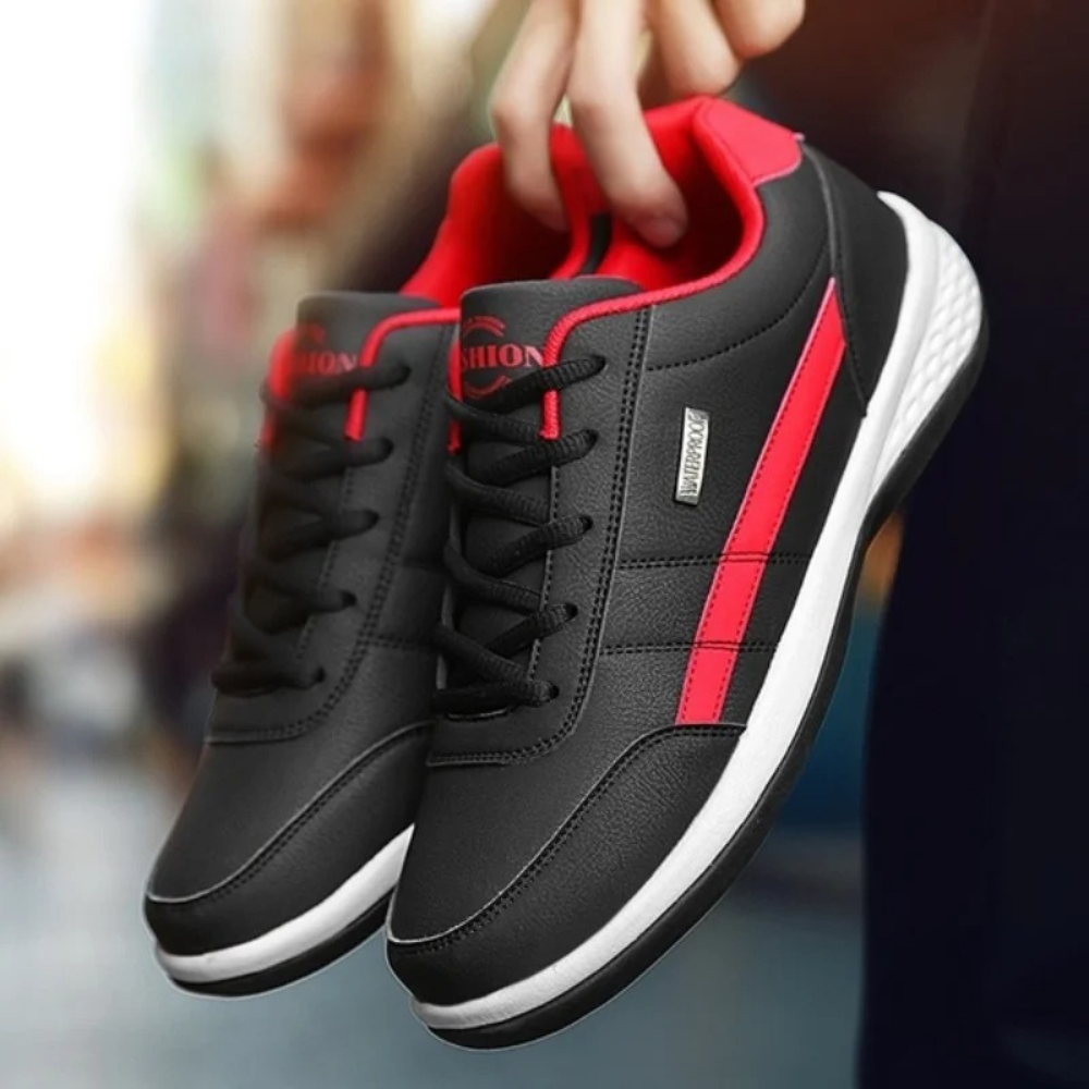 "Chaussure orthopédique en cuir bleu pour homme, élégante et confortable avec soutien plantaire et semelle rembourrée"
