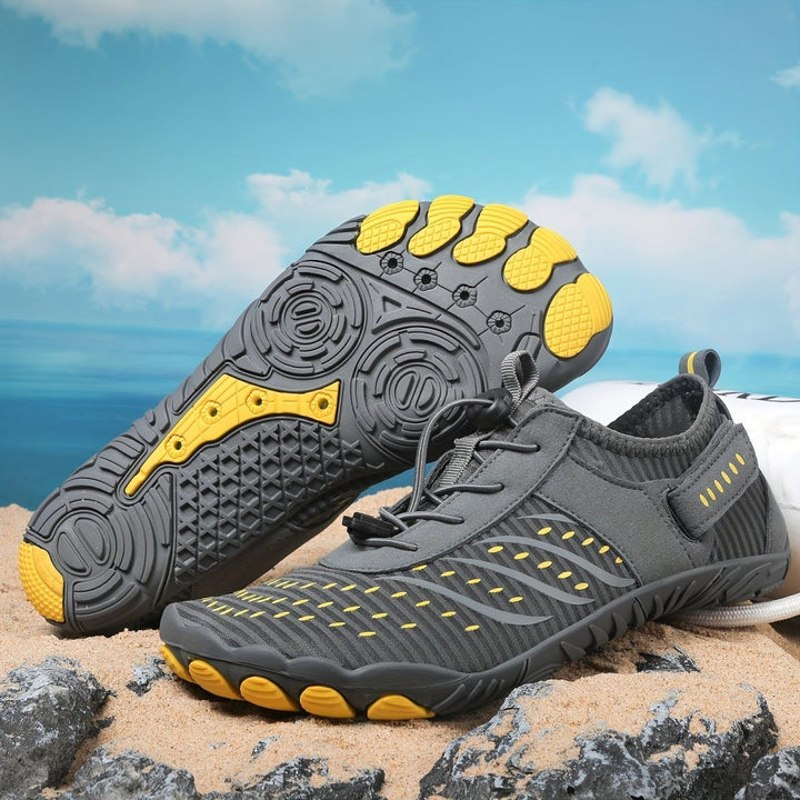 "Chaussures aquatiques légères unisexes, respirantes, semelle antidérapante, tige bleue textile, parfaites activités nautique