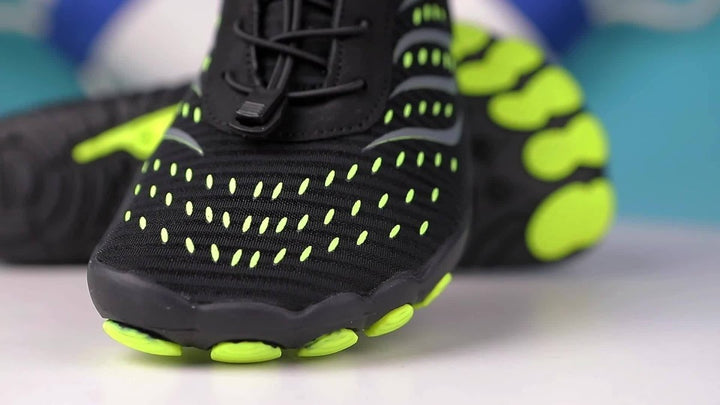 "Chaussures aquatiques légères unisexes, respirantes, semelle antidérapante, tige bleue textile, parfaites activités nautique