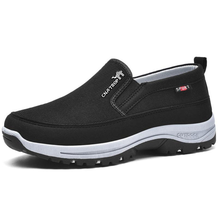"Chaussures de marche orthopédiques pour hommes, tige en mesh respirant, semelle coussinée, confort et support optimal."