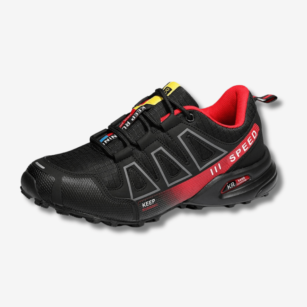 Chaussures de randonnée imperméables bleues, semelle antidérapante, offrant confort et stabilité sur terrains variés.