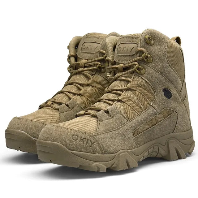 "Chaussures de randonnée imperméables homme, marron, semelle robuste, vue de profil, idéale pour marche tout-terrain."