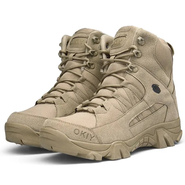 "Chaussures de randonnée imperméables homme, marron, semelle robuste, vue de profil, idéale pour marche tout-terrain."