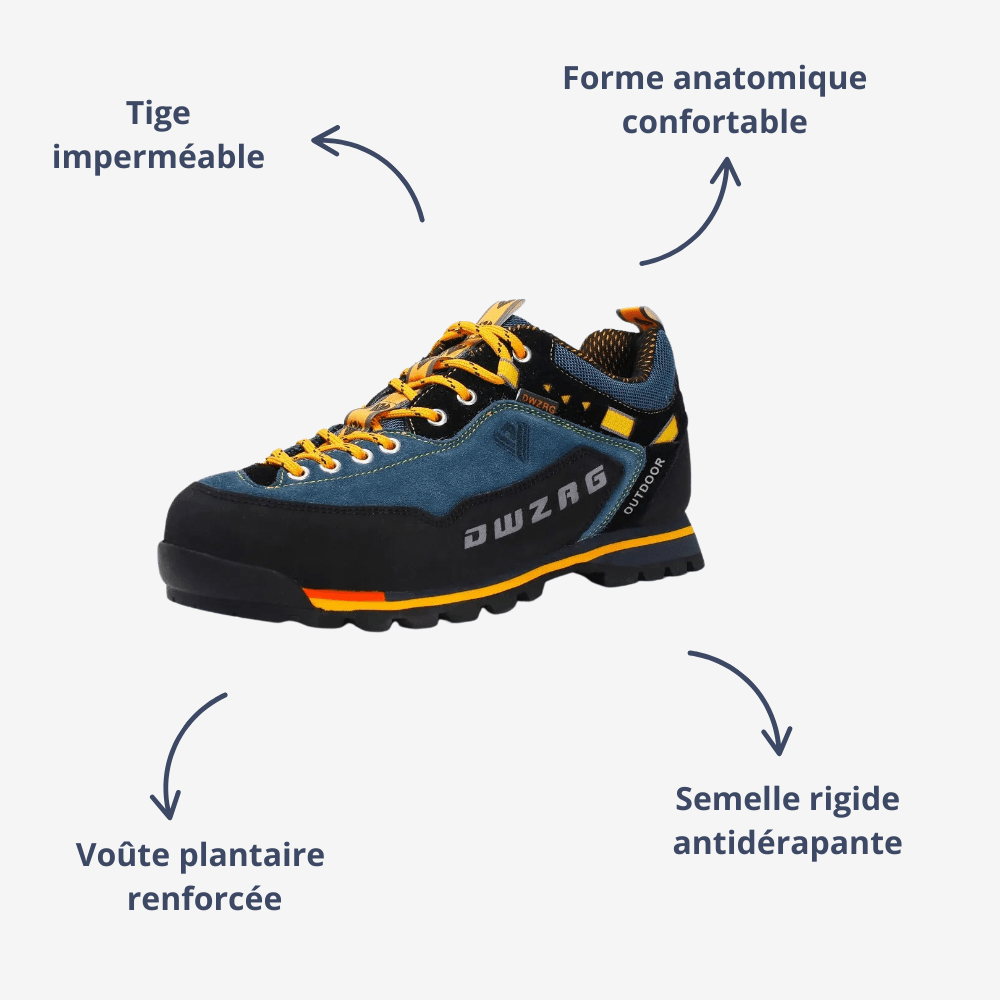 "Chaussures de randonnée imperméables pour homme, basses, soutien anatomique, tige durable, semelle en caoutchouc."