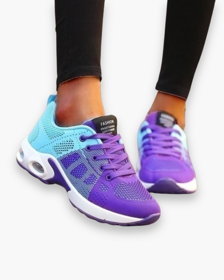 "Chaussures de sport légères pour femme, design moderne, tissu respirant, semelle amortissante, couleur attrayante."