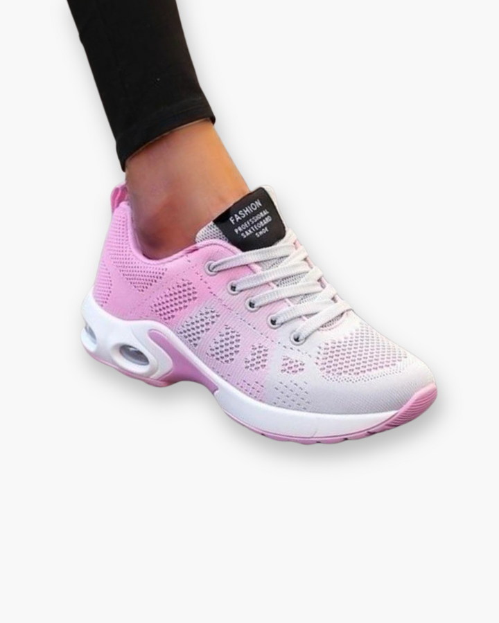 "Chaussures de sport légères pour femme, design moderne, tissu respirant, semelle amortissante, couleur attrayante."