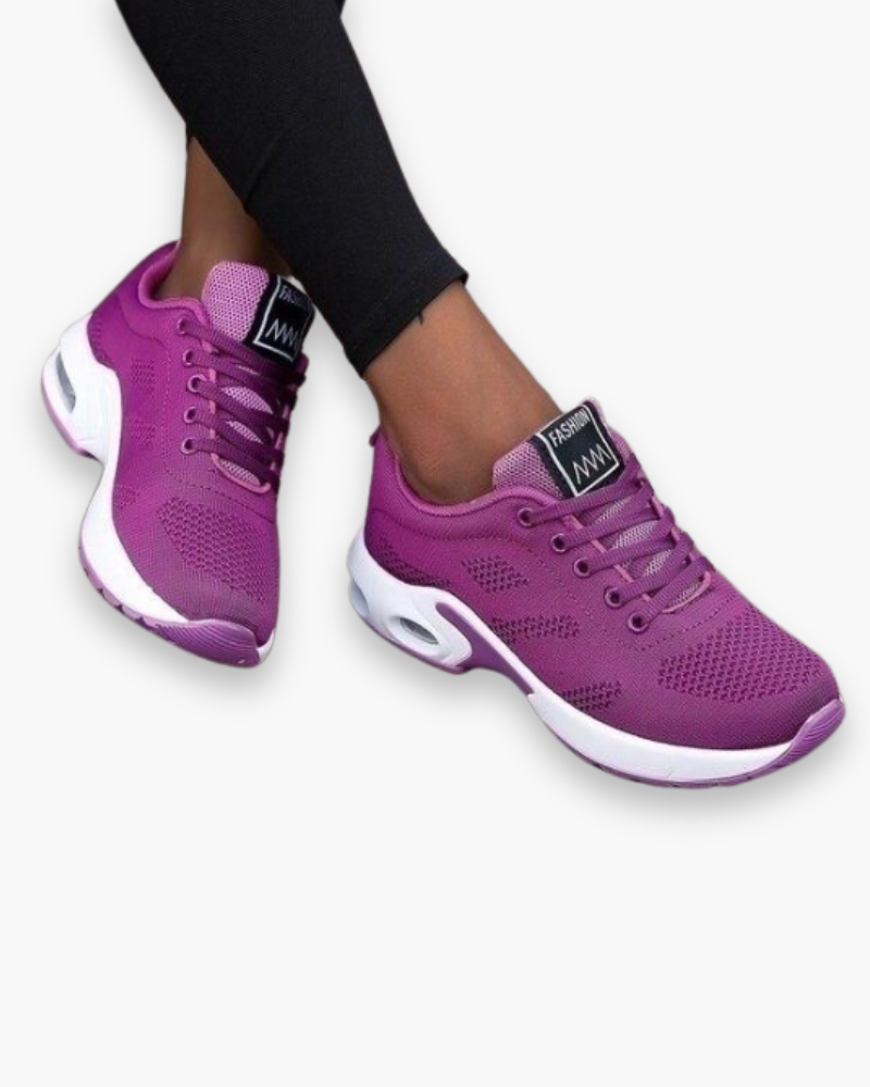"Chaussures de sport légères pour femme, design moderne, tissu respirant, semelle amortissante, couleur attrayante."
