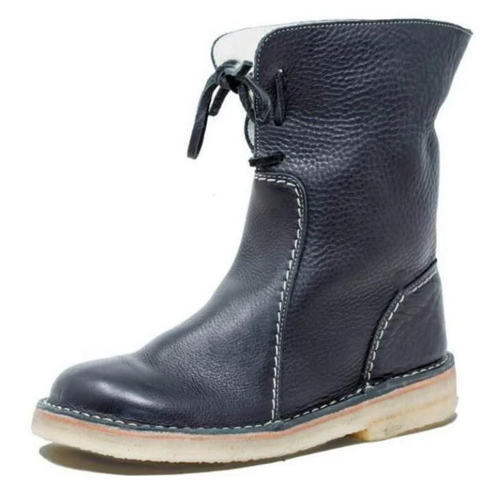 "Chaussures d'hiver imperméables pour femme avec doublure en laine, design chic, semelle antidérapante, couleur sombre."