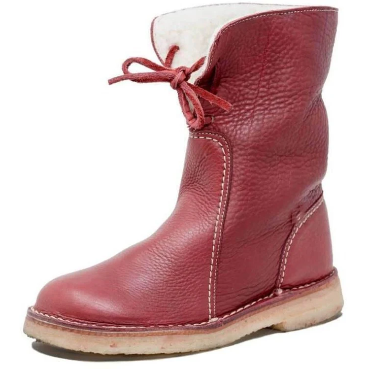 "Chaussures d'hiver imperméables pour femme avec doublure en laine, design chic, semelle antidérapante, couleur sombre."