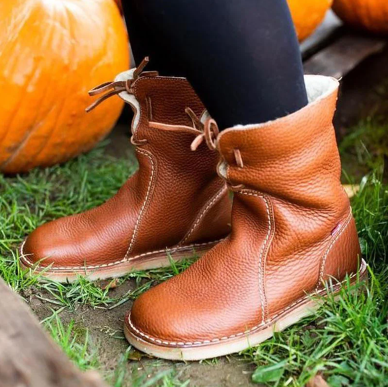 "Chaussures d'hiver imperméables pour femme avec doublure en laine, design chic, semelle antidérapante, couleur sombre."