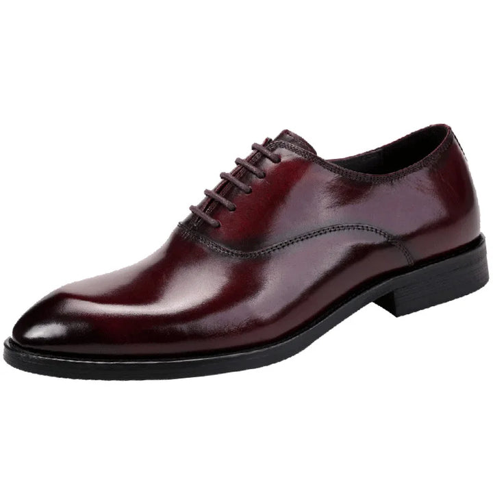 "Chaussures élégantes en cuir véritable pour homme, design raffiné en marron et noir, confort optimal pour toutes occasions."
