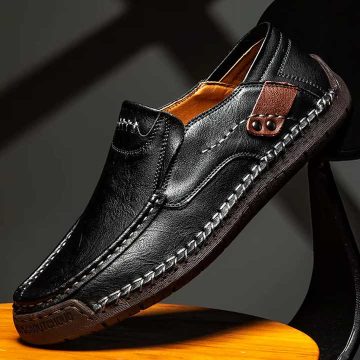 "Chaussures en cuir pour homme, mocassins élégants et confortables, semelle antidérapante, finition artisanale, couleur marro