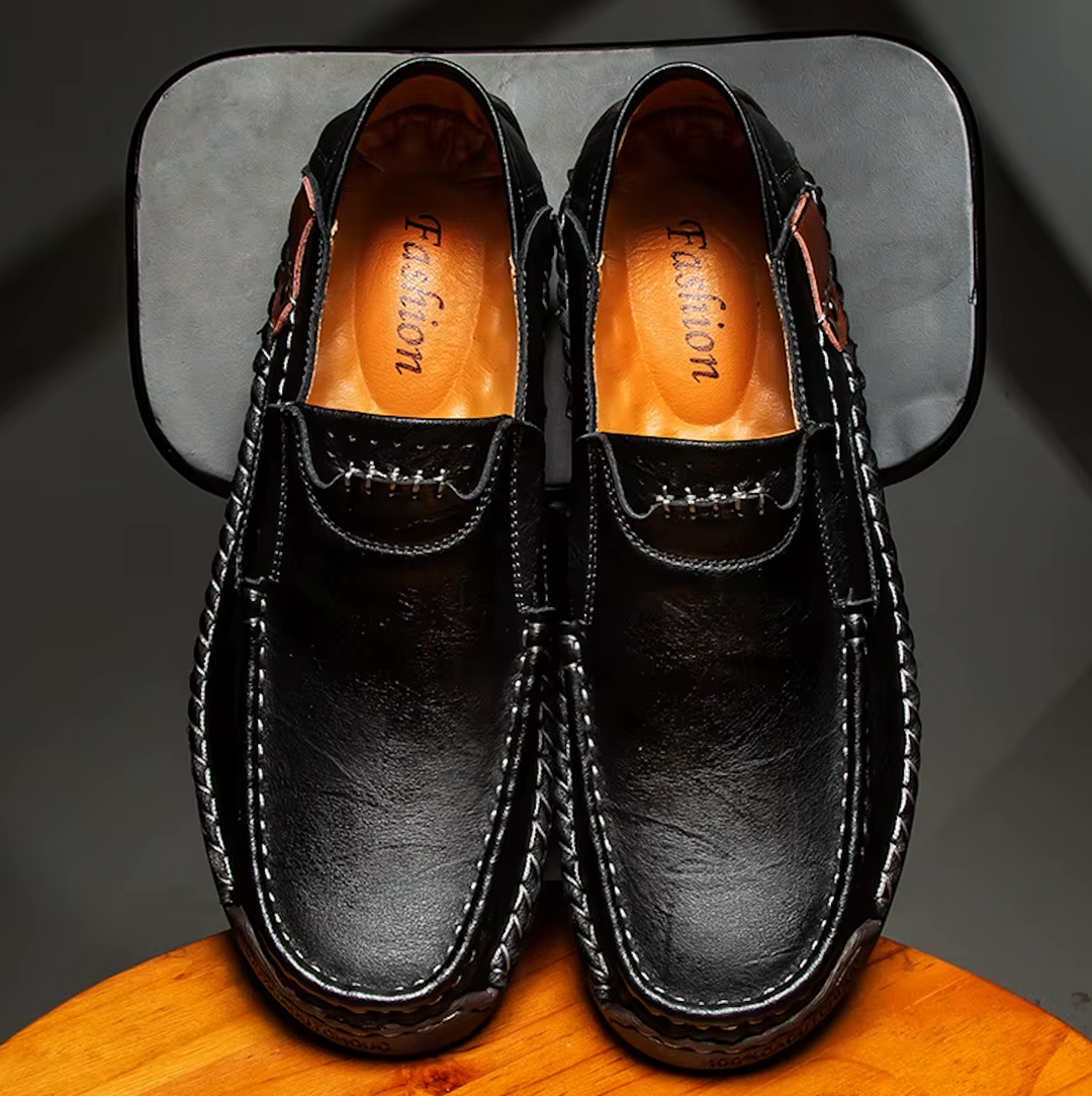 "Chaussures en cuir pour homme, mocassins élégants et confortables, semelle antidérapante, finition artisanale, couleur marro
