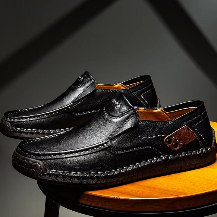 "Chaussures en cuir pour homme, mocassins élégants et confortables, semelle antidérapante, finition artisanale, couleur marro