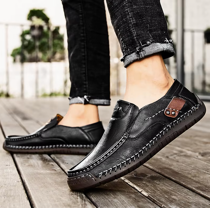 "Chaussures en cuir pour homme, mocassins élégants et confortables, semelle antidérapante, finition artisanale, couleur marro