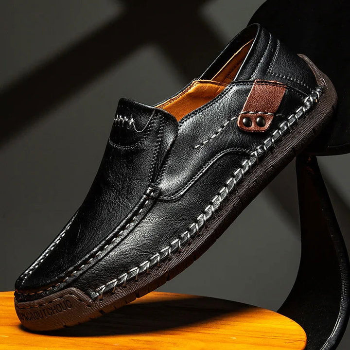 "Chaussures en cuir pour homme, mocassins élégants et confortables, semelle antidérapante, finition artisanale, couleur marro