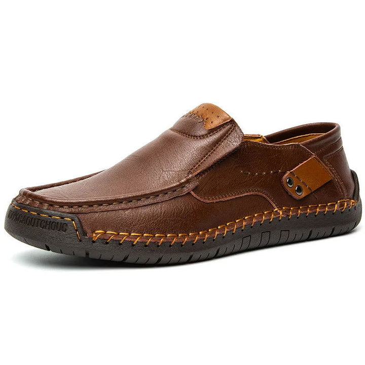 "Chaussures en cuir pour homme, mocassins élégants et confortables, semelle antidérapante, finition artisanale, couleur marro