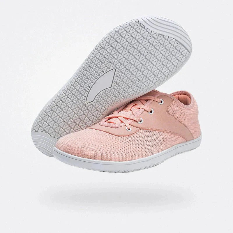 Chaussures femme confortables hallux valgus, semelle rembourrée, design élégant, options couleurs Beige, Gris, Noir, Rose.