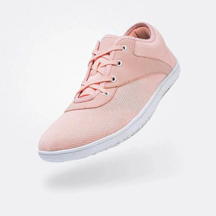 Chaussures femme confortables hallux valgus, semelle rembourrée, design élégant, options couleurs Beige, Gris, Noir, Rose.